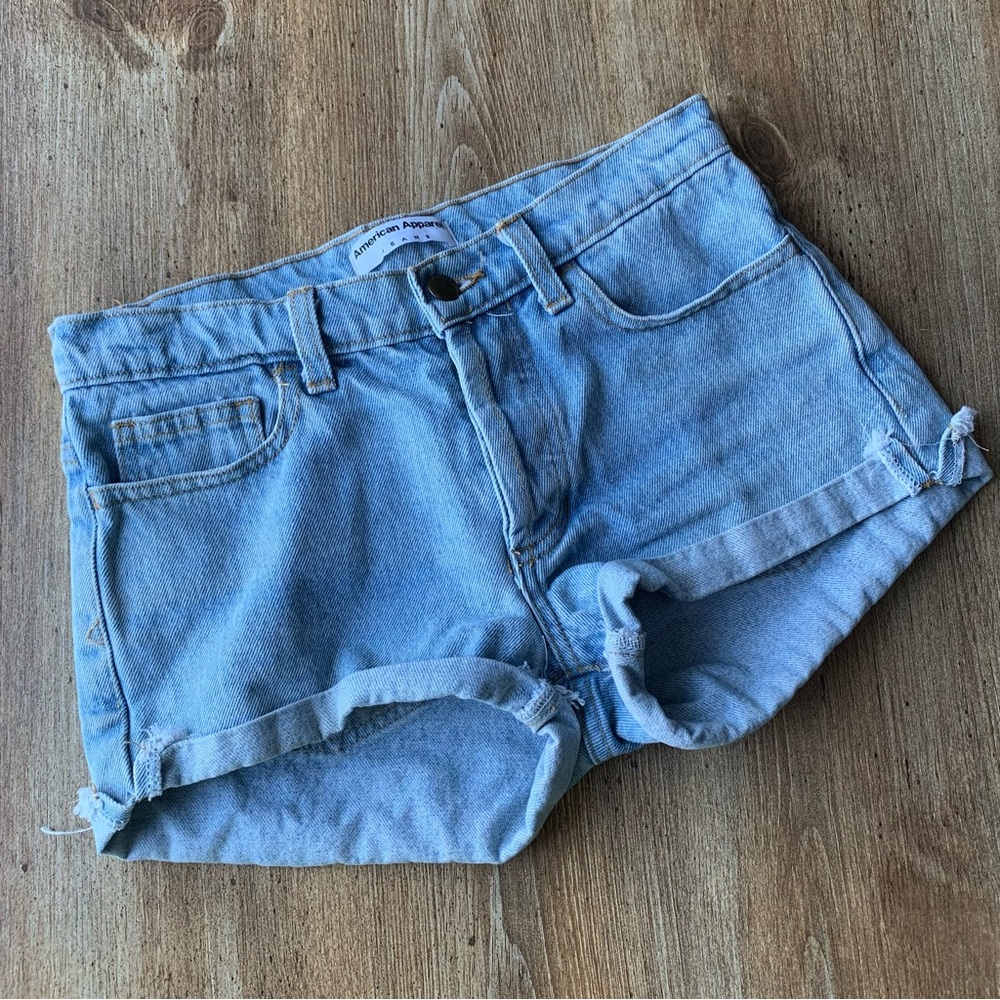 American Apparel Denim Shorts 26 Roll Cuff Blue Jean
